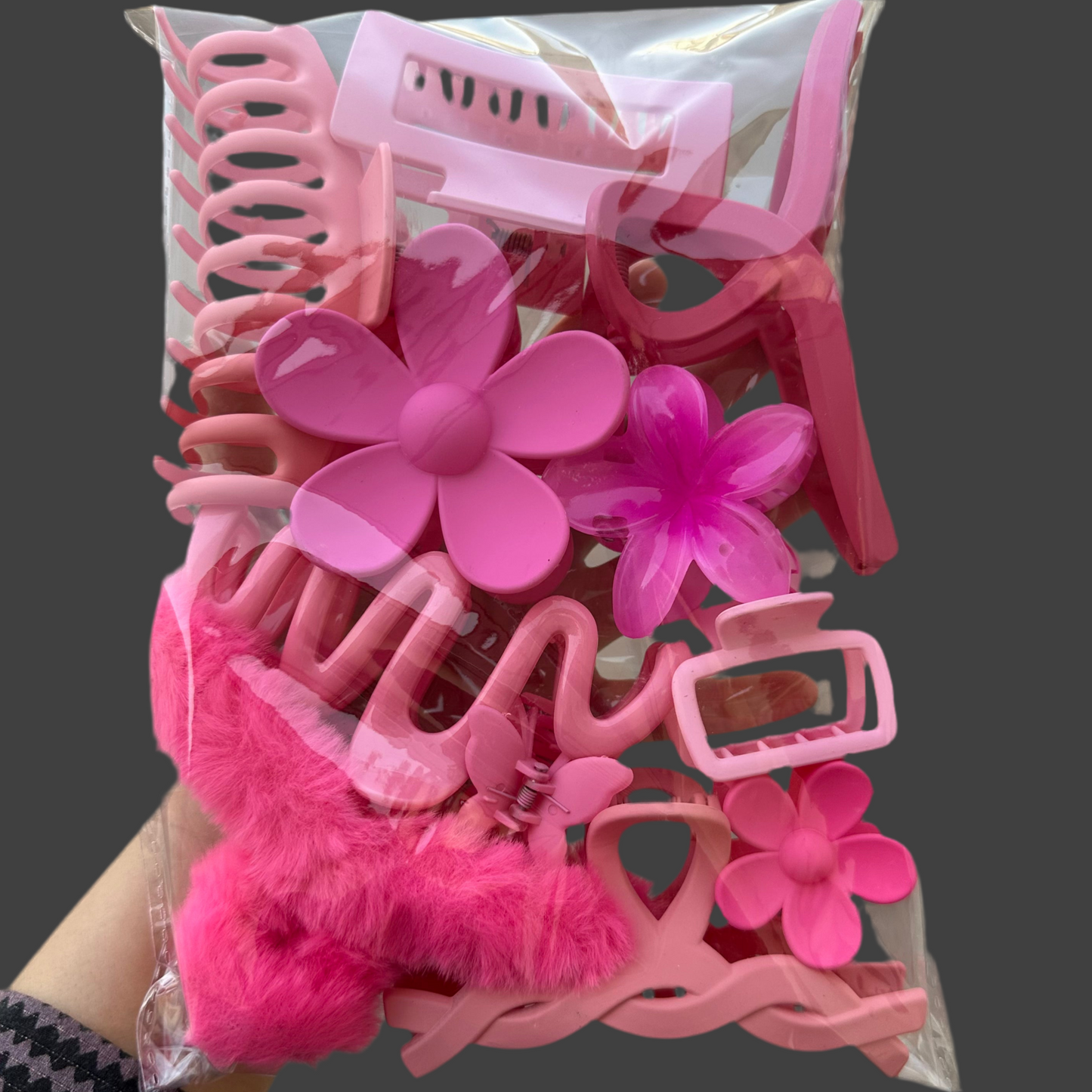 10pcs Pink Claw Clips Bundle