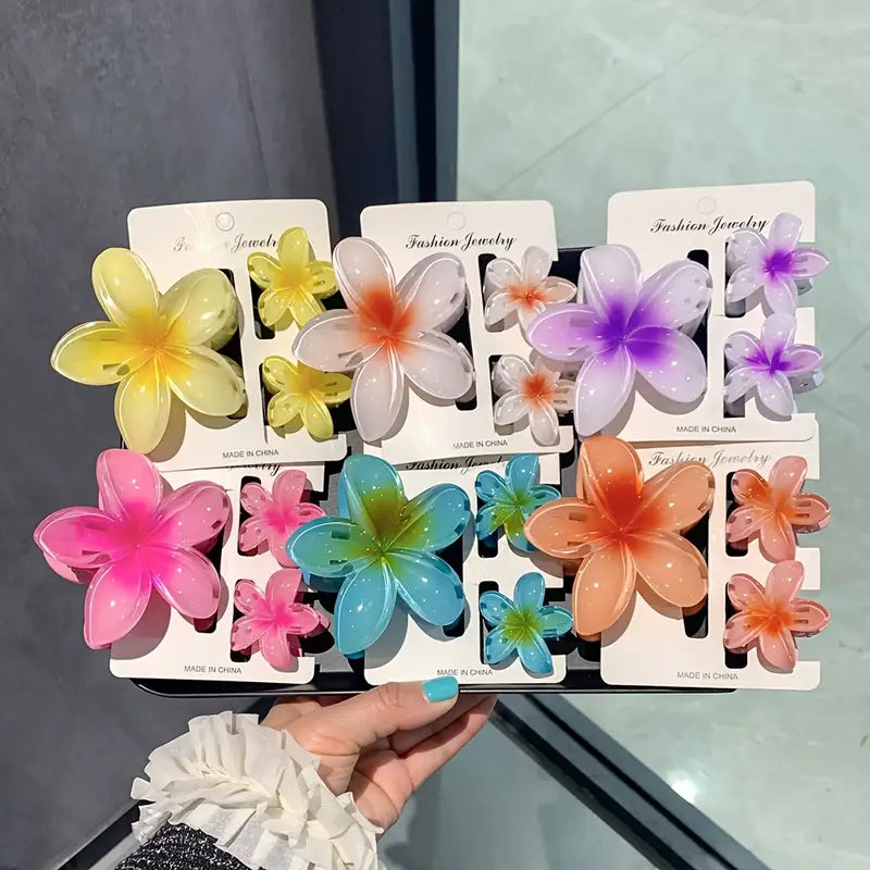 Mini and Large Flower Claw Clips Set