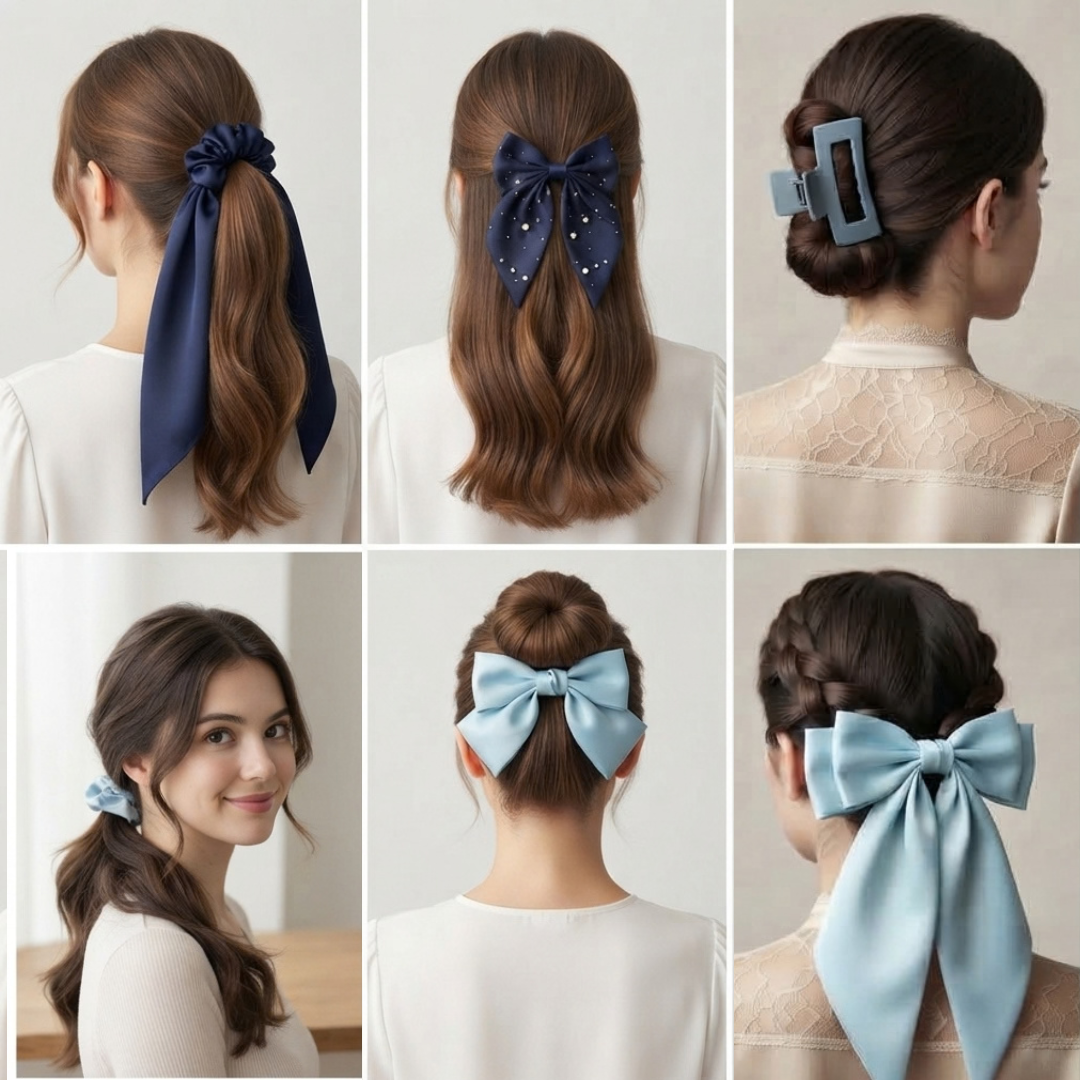 6pcs Blue Hair Accessories Bundle