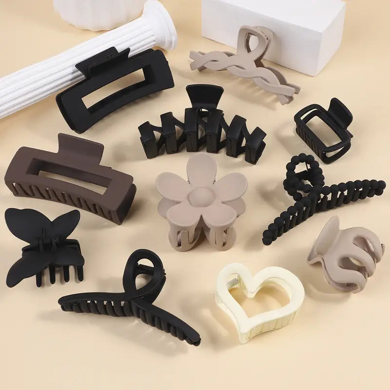 8pcs Earthy Tone Claw Clips Set