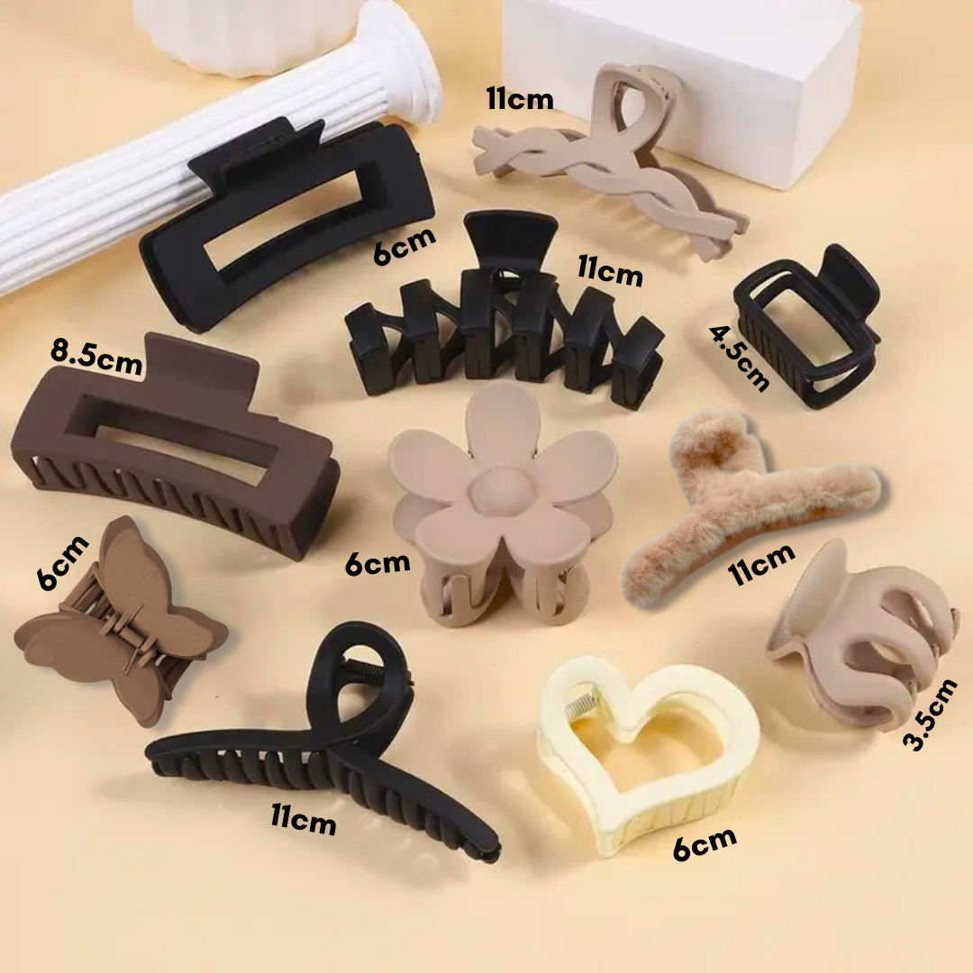 8pcs Earthy Tone Claw Clips Set