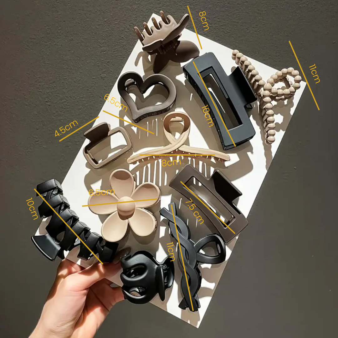 8pcs Earthy Tone Claw Clips Set