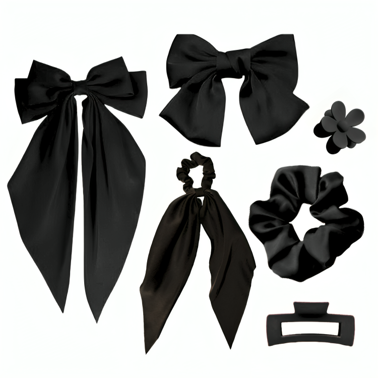 6pcs Black Hair Accessories Bundle