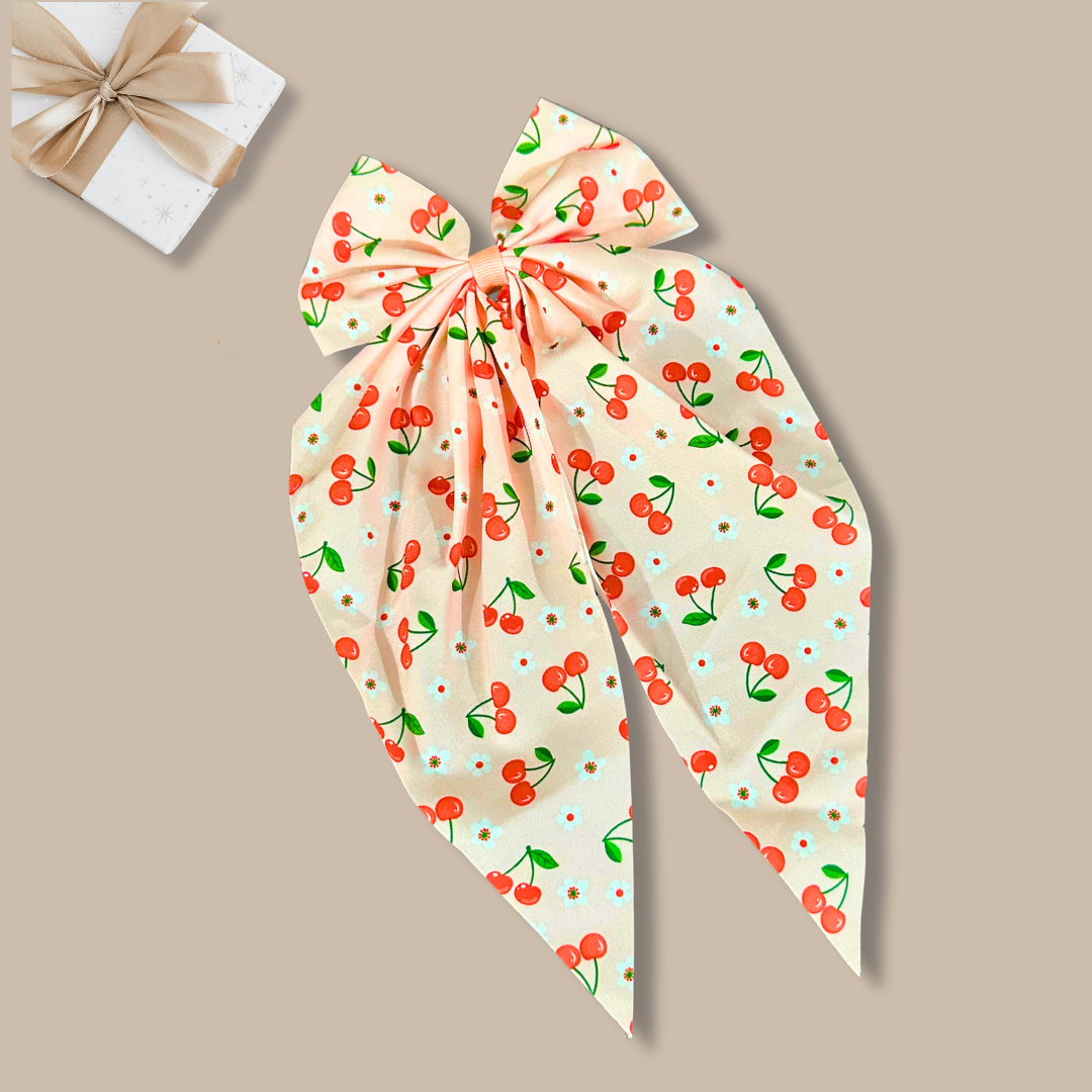Cherry Print Hair Bow
