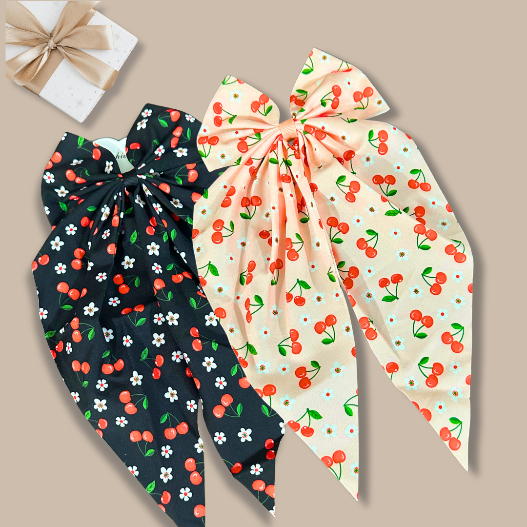 Cherry Print Hair Bow