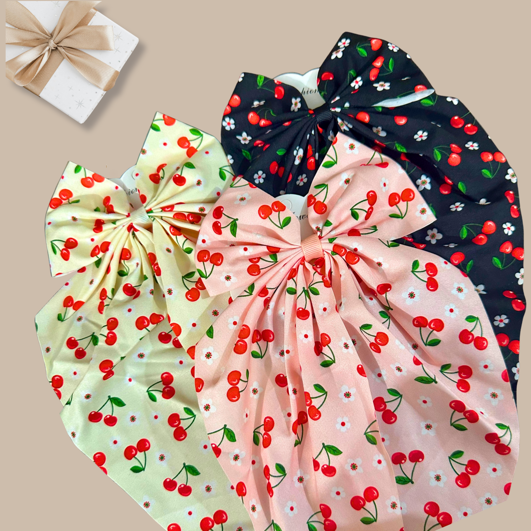 Cherry Print Hair Bow