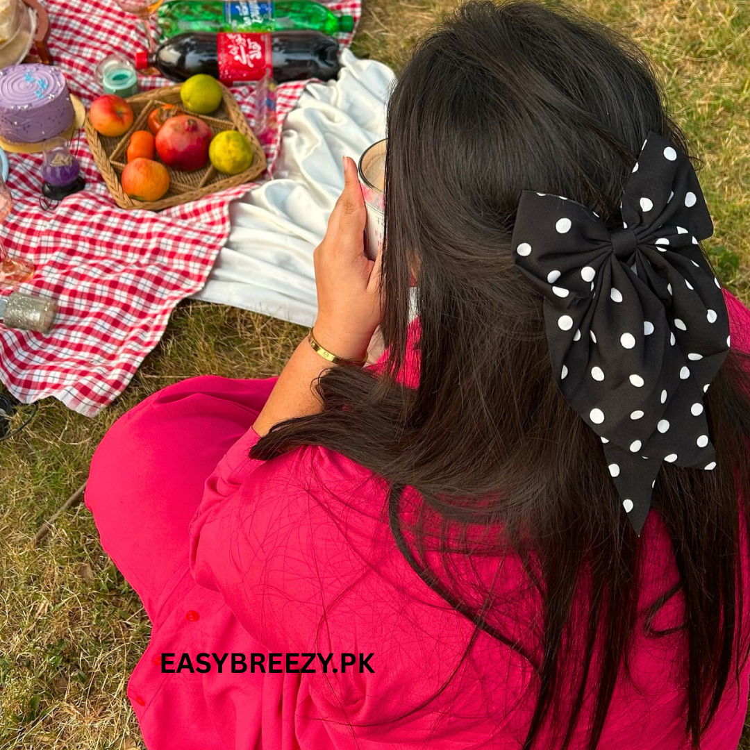 Hair Bow in Polka Dot Print