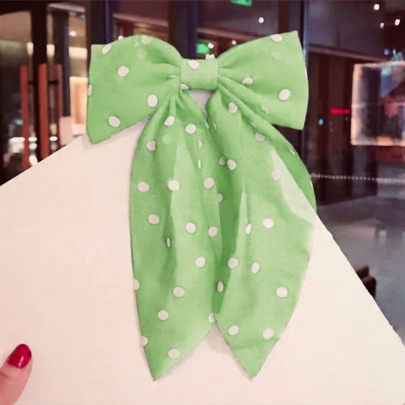 Hair Bow in Polka Dot Print