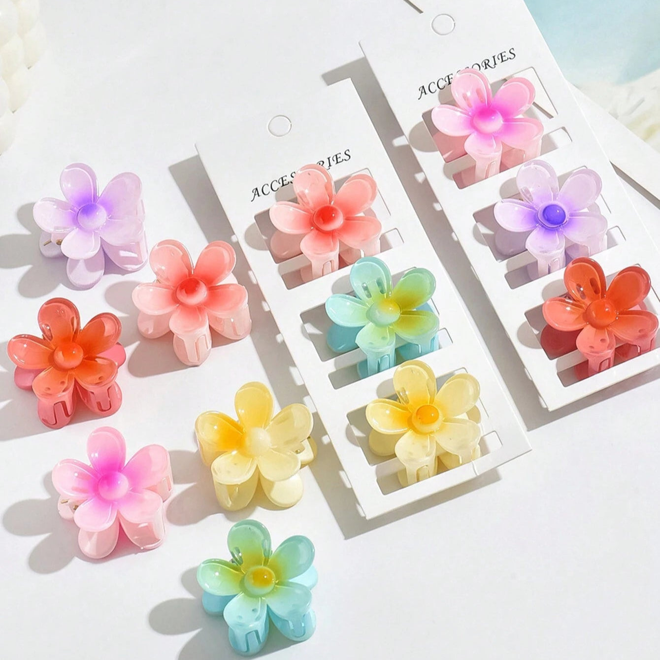 2pcs Mini Gradient Blossom Clips