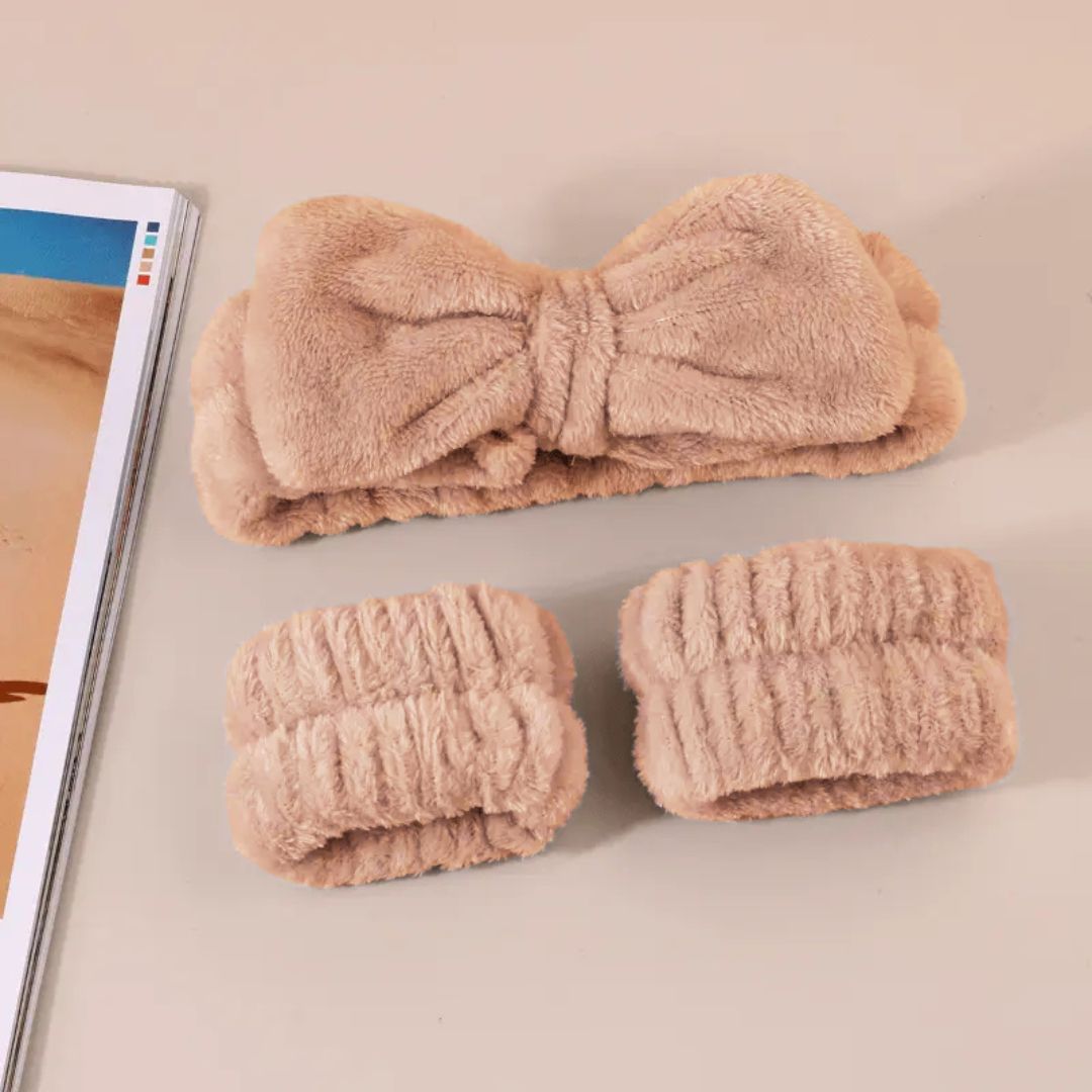 3pcs Plush Headband & Wristband Set