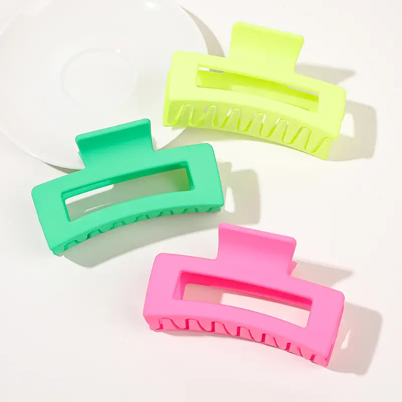 3pcs Candy Color Matt Rectangle Clip