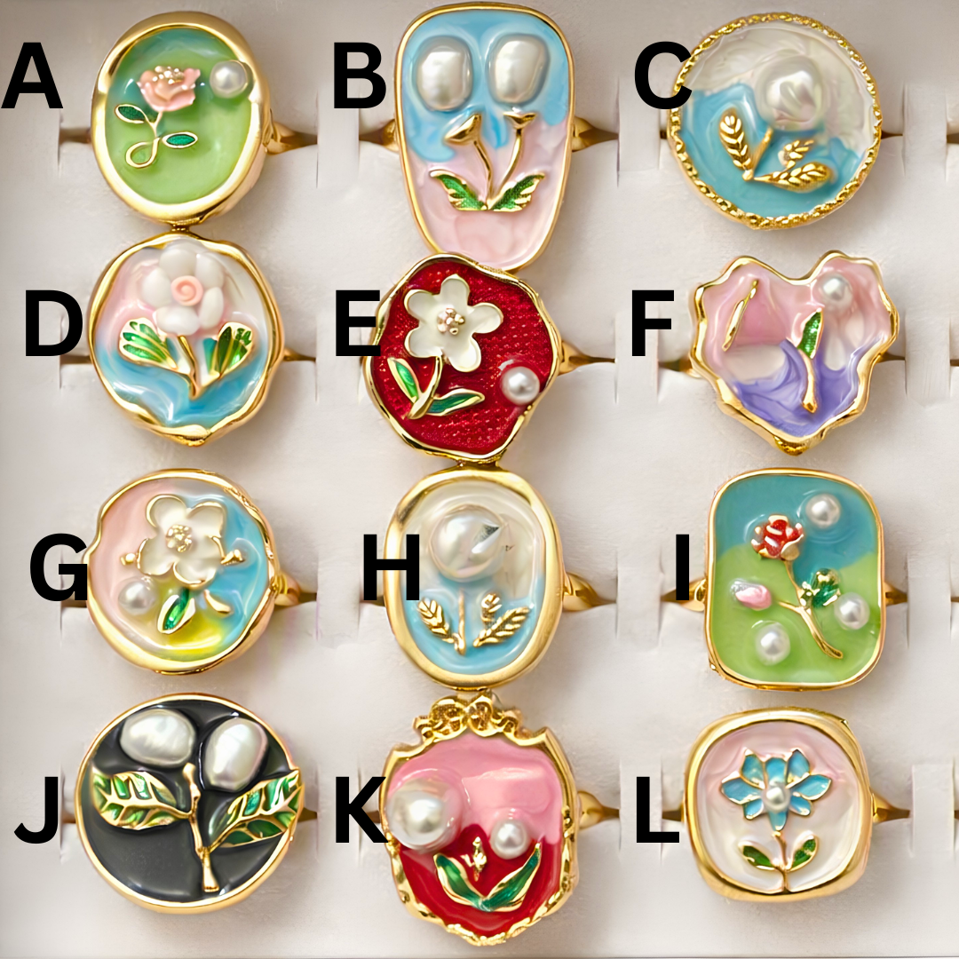 Oil Painting Enamel Ring
