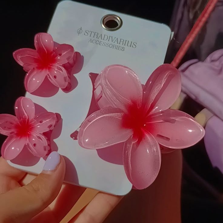 Mini and Large Flower Claw Clips Set