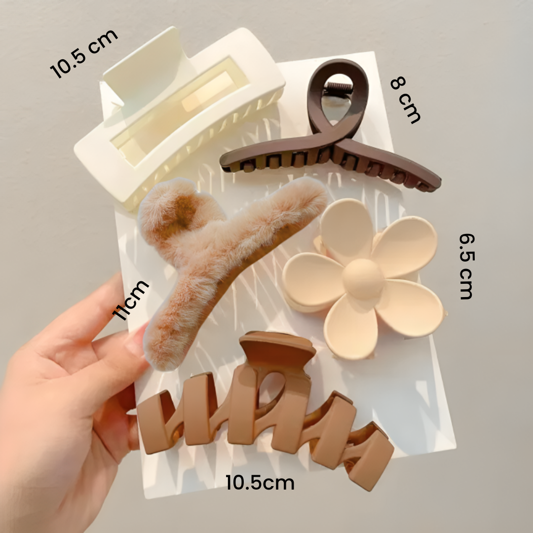 5pcs Earthy Luxe Hair Claws Set