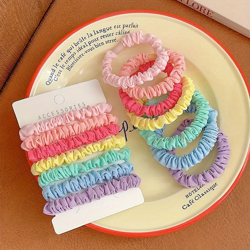 6pcs Candy Color Skinny Hair Ties