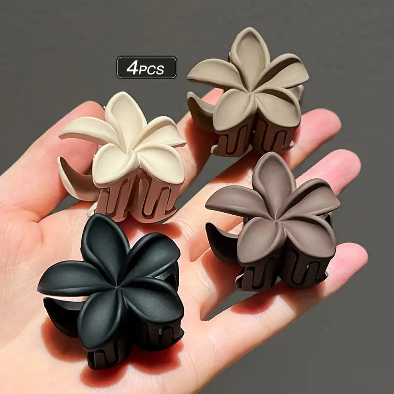 4pcs Mini Matt Floral Clips