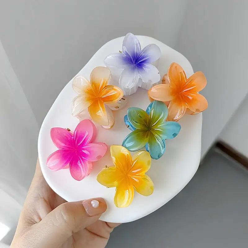 6/12pcs Small Gradient Candy Color Flower Clips