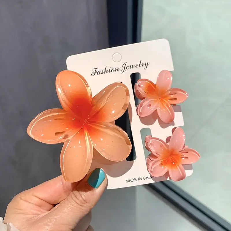 Mini and Large Flower Claw Clips Set