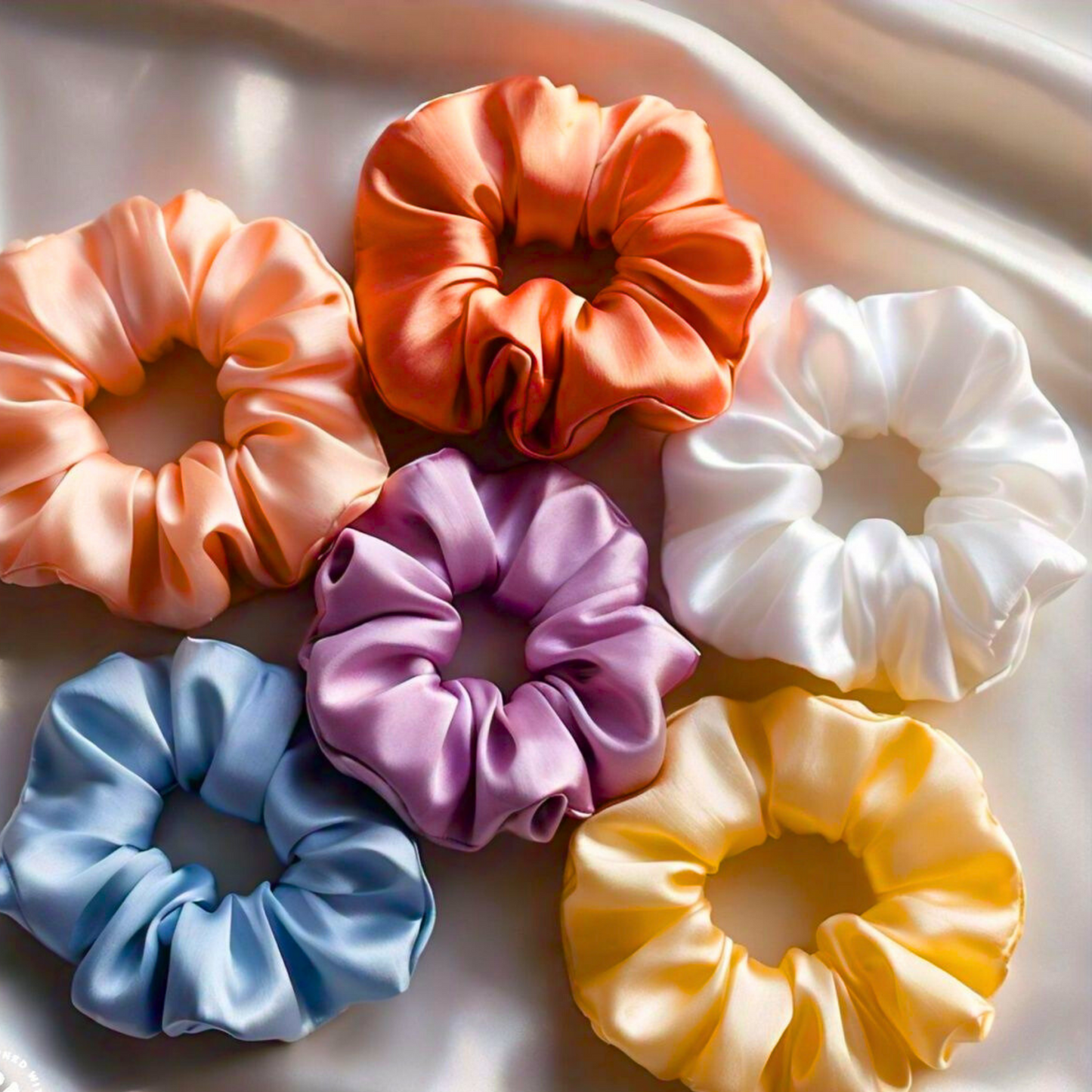 Cotton Candy Silk Scrunchies Bundle (Pack Of 8)