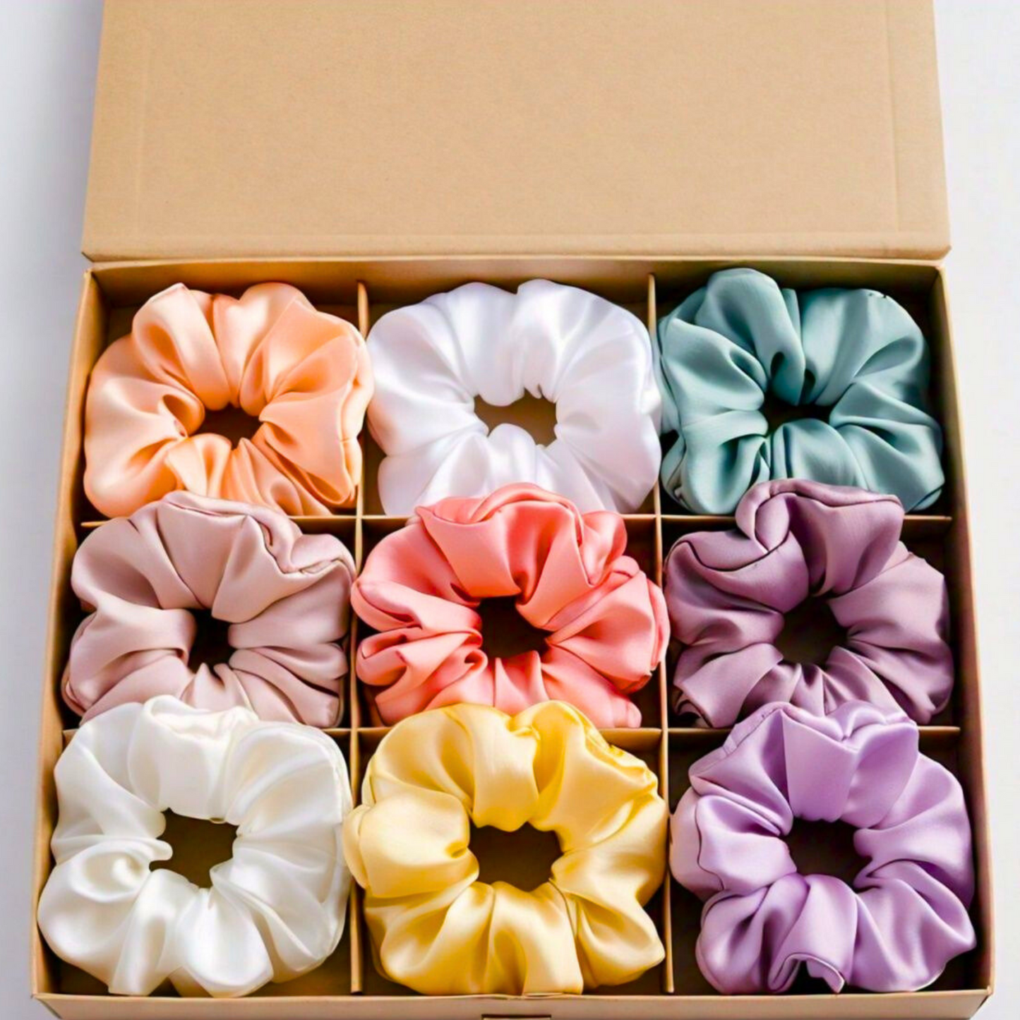 Cotton Candy Silk Scrunchies Bundle (Pack Of 8)