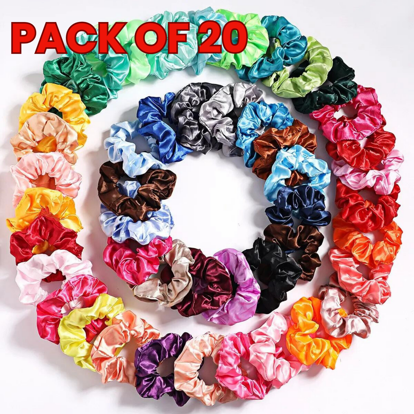 Pack of 20 Silk Scrunchies