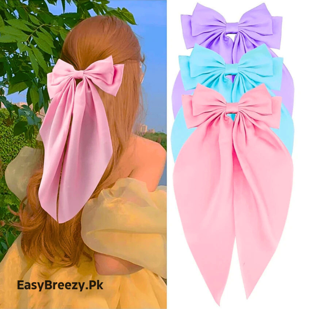 3Pcs Pastel Long Tail Hair Bow