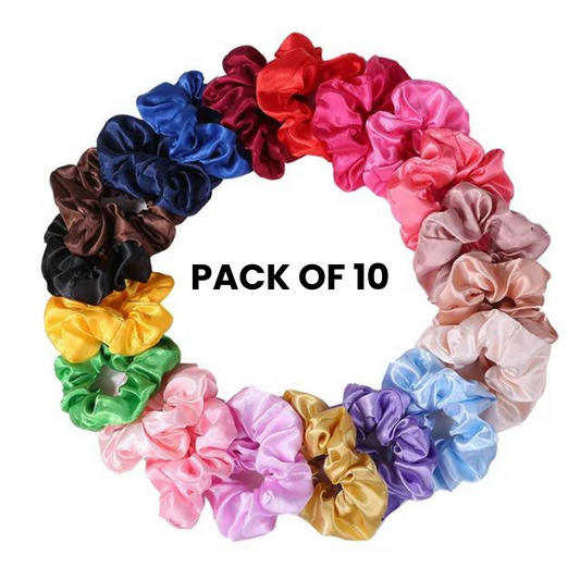 Pack of 10 Silk Scunchies