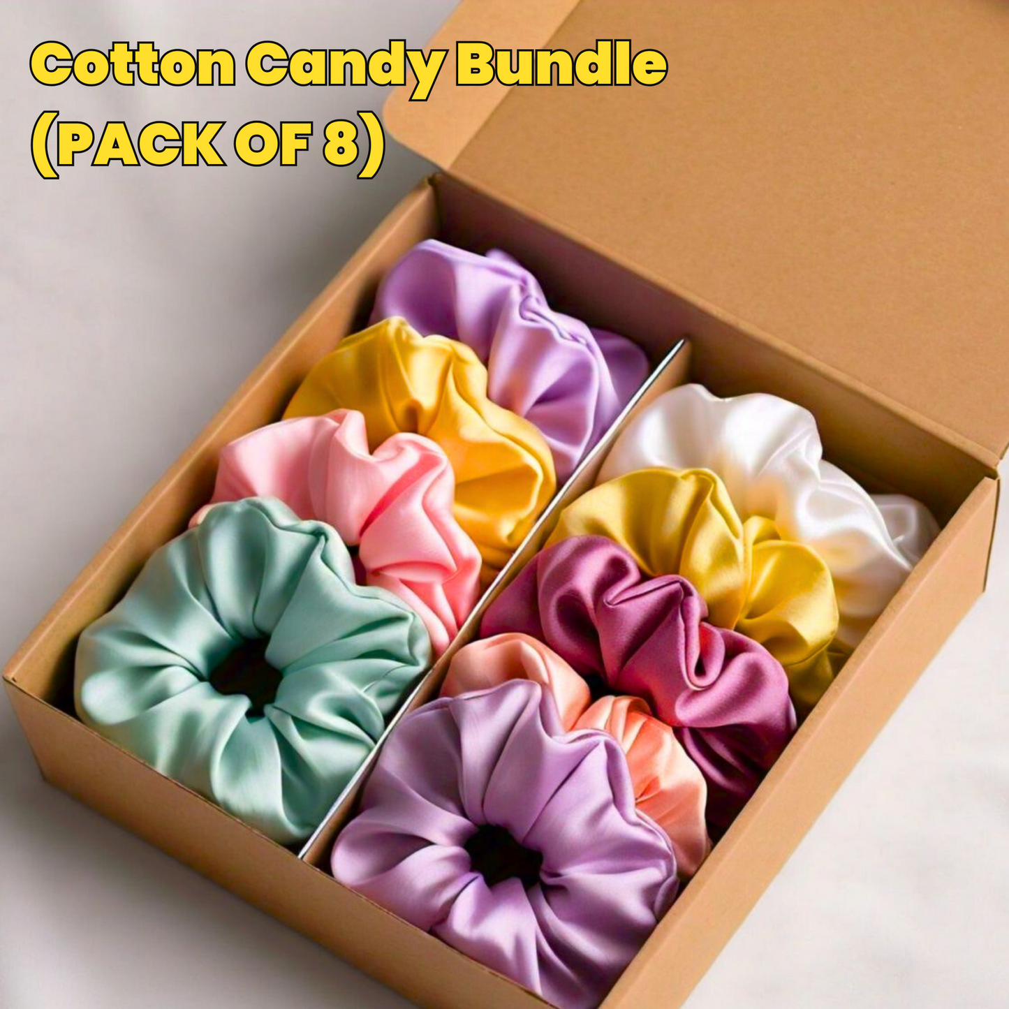 Cotton Candy Silk Scrunchies Bundle (Pack Of 8)