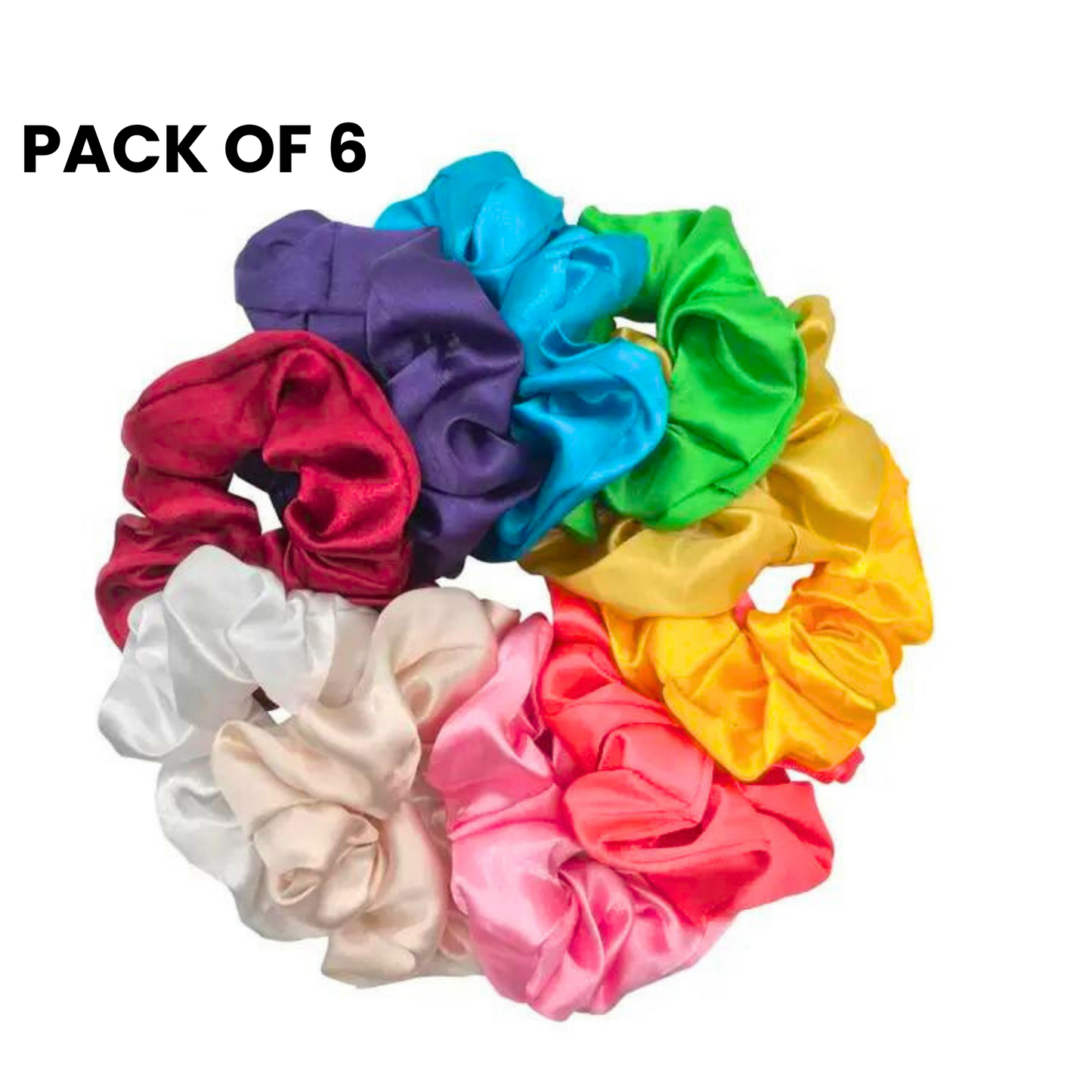 Pack of 6 Silk Scrunchies