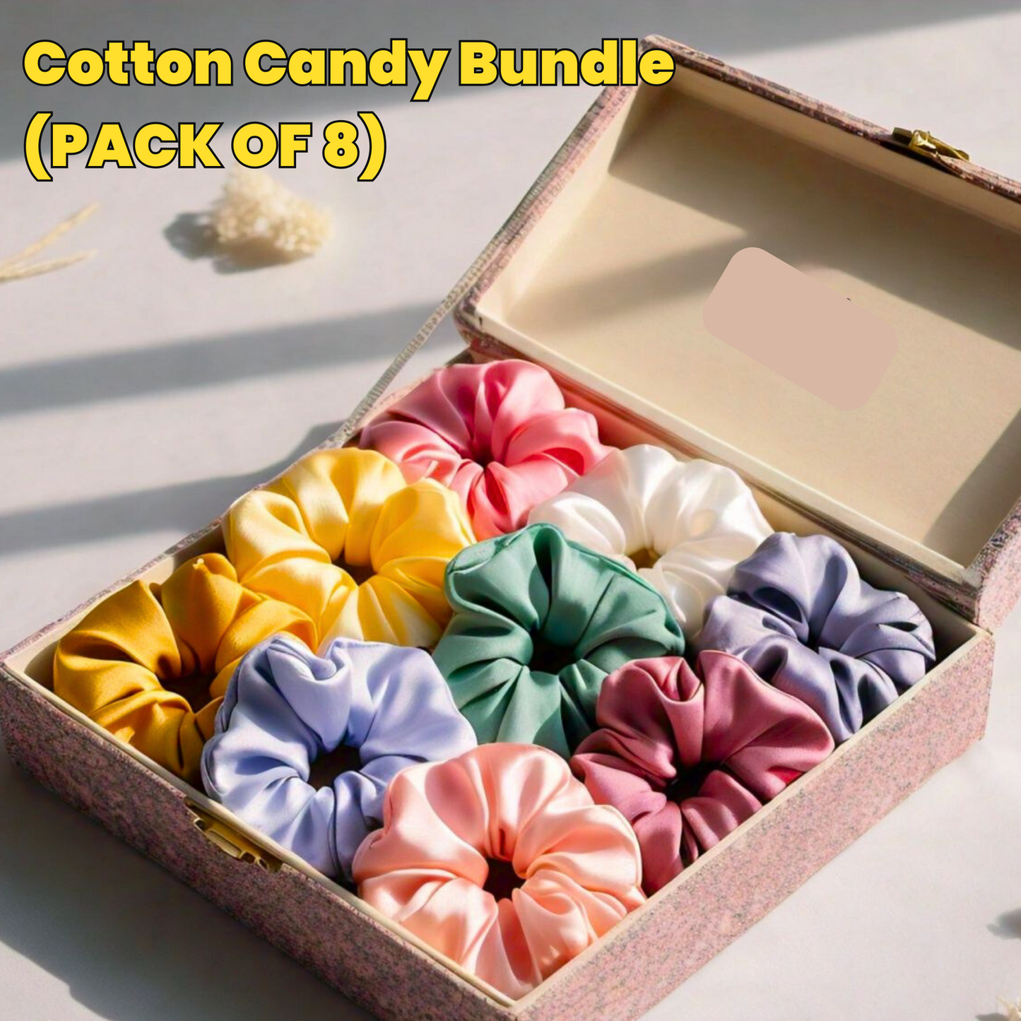 Cotton Candy Silk Scrunchies Bundle (Pack Of 8)