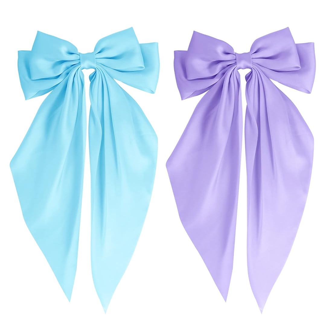 Turquoise & Lilac Long Tail Bow Clip (PACK OF 2)