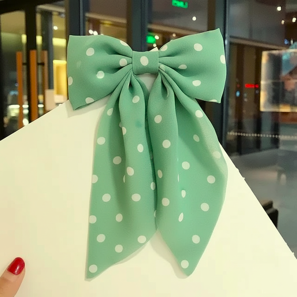 Hair Bow in Polka Dot Print
