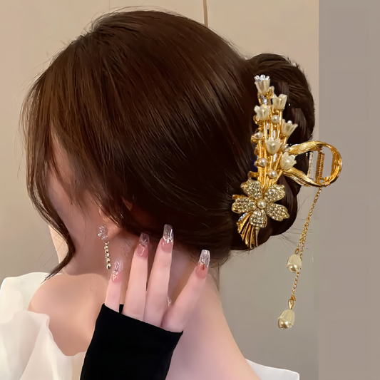 Floral Drape Claw Clip