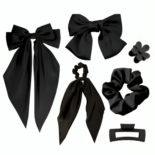 6pcs Black Hair Accessories Bundle