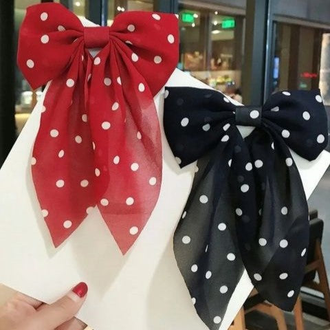 Fairy Hair Bow in Polka Dot Print