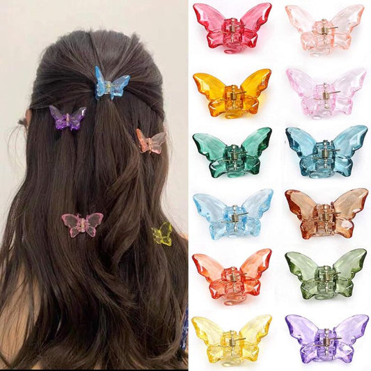 2 Mini Crystal Butterfly Claw Clip