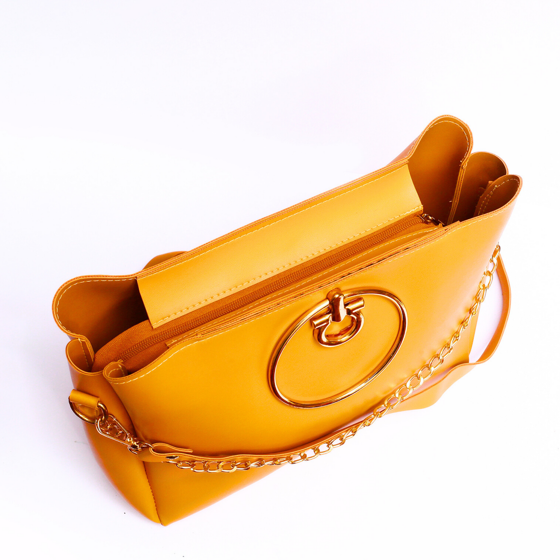 Mustard Crystal Ring Hand Bag (Top)