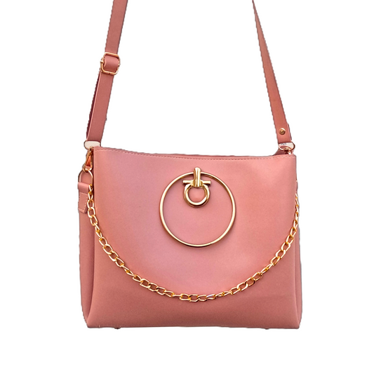 Peach Crystal Ring Shoulder Bag