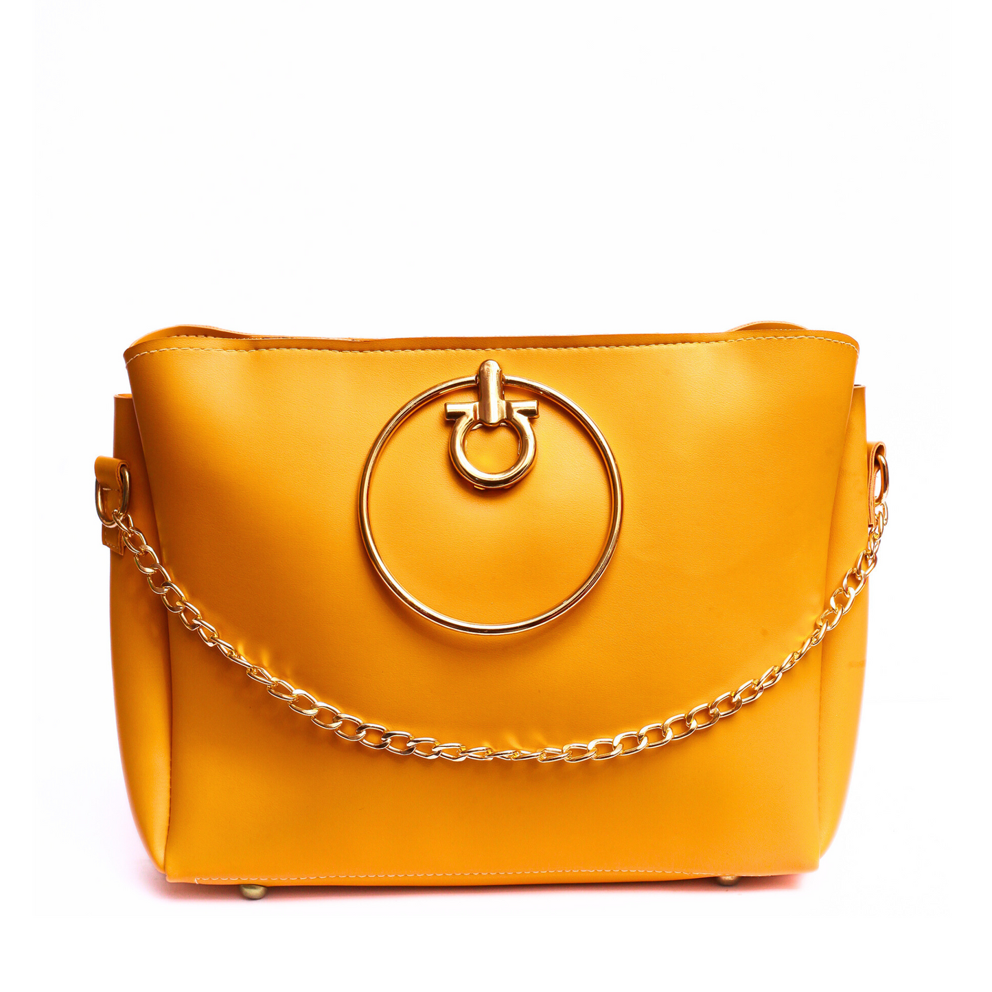 Mustard Crystal Ring Hand Bag (Front)