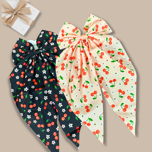 Cherry Print Hair Bow