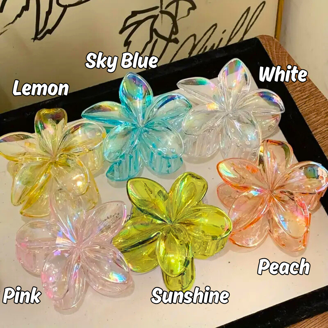 Crystal flower claw clips