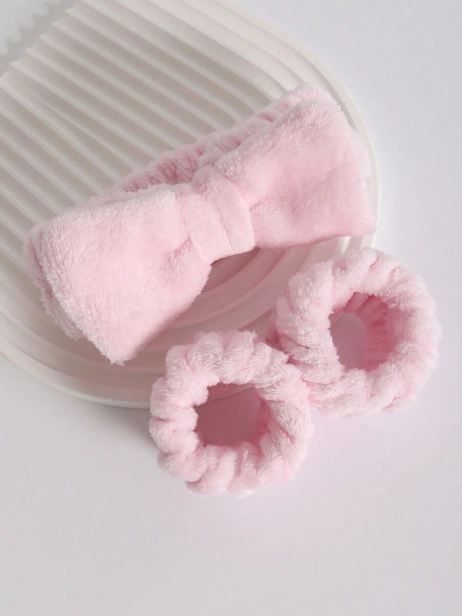 3pcs Plush Headband & Wristband Set