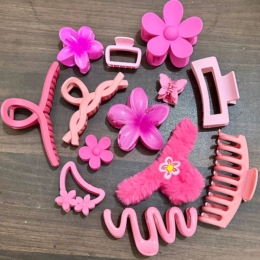 10pcs Pink Claw Clips Bundle