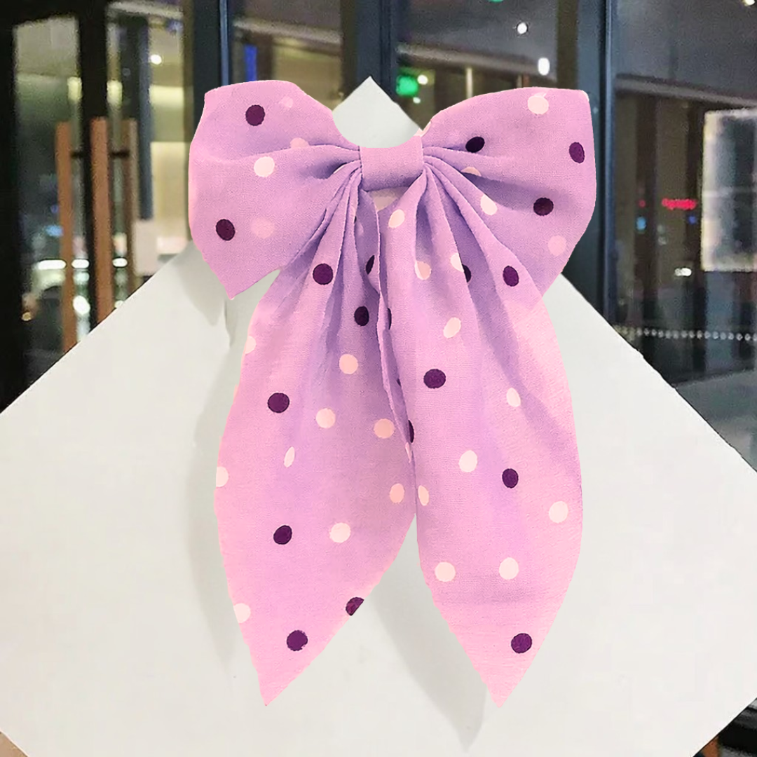 Hair Bow in Polka Dot Print