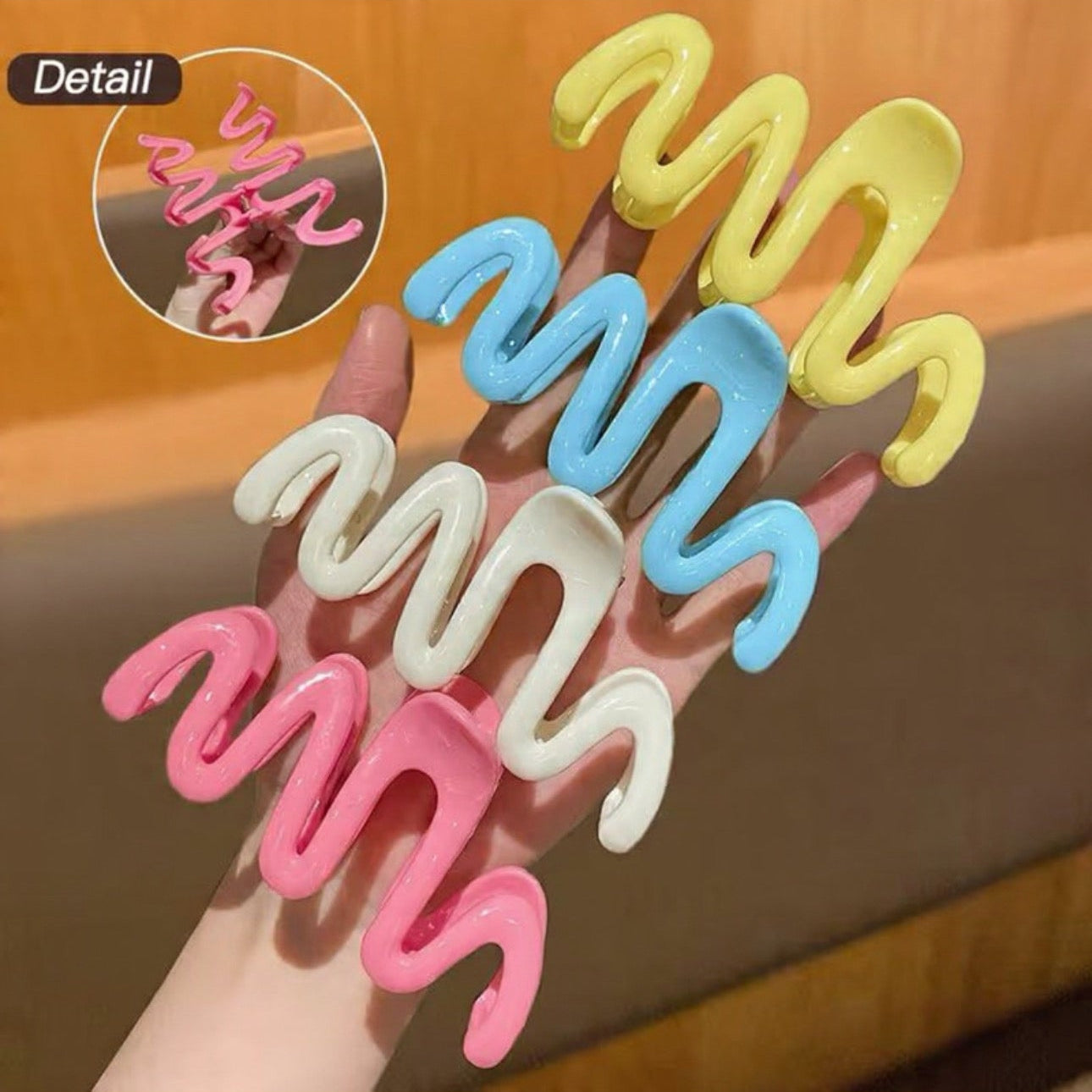 4pcs Large Glossy Wavy Clips