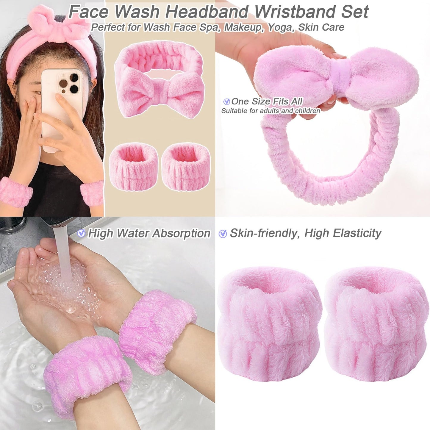 3pcs Plush Headband & Wristband Set