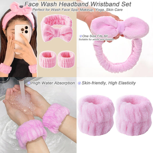 3pcs Plush Headband & Wristband Set