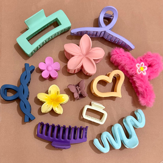 12pcs Colorful Claw Clips Bundle