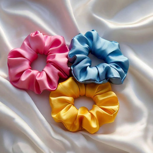 3 Silk Scrunchies Bundle (RANDOM COLORS)