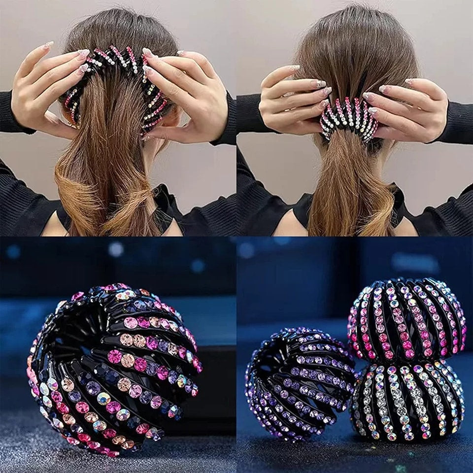 Crystal Bun Hair Claw Horsetail Buckle Hair Clip